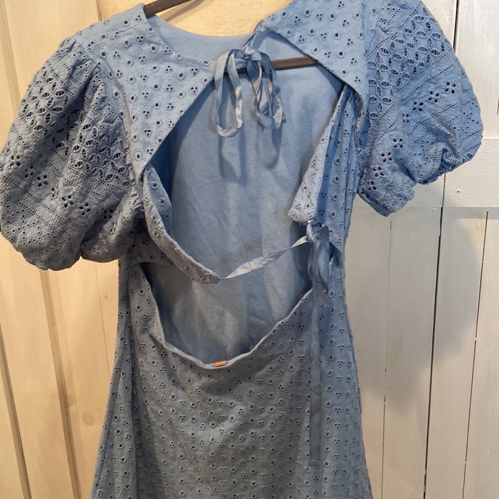 NWOT Free People Blue Apricot Rose Eyelet Dress - Picture 3 of 4